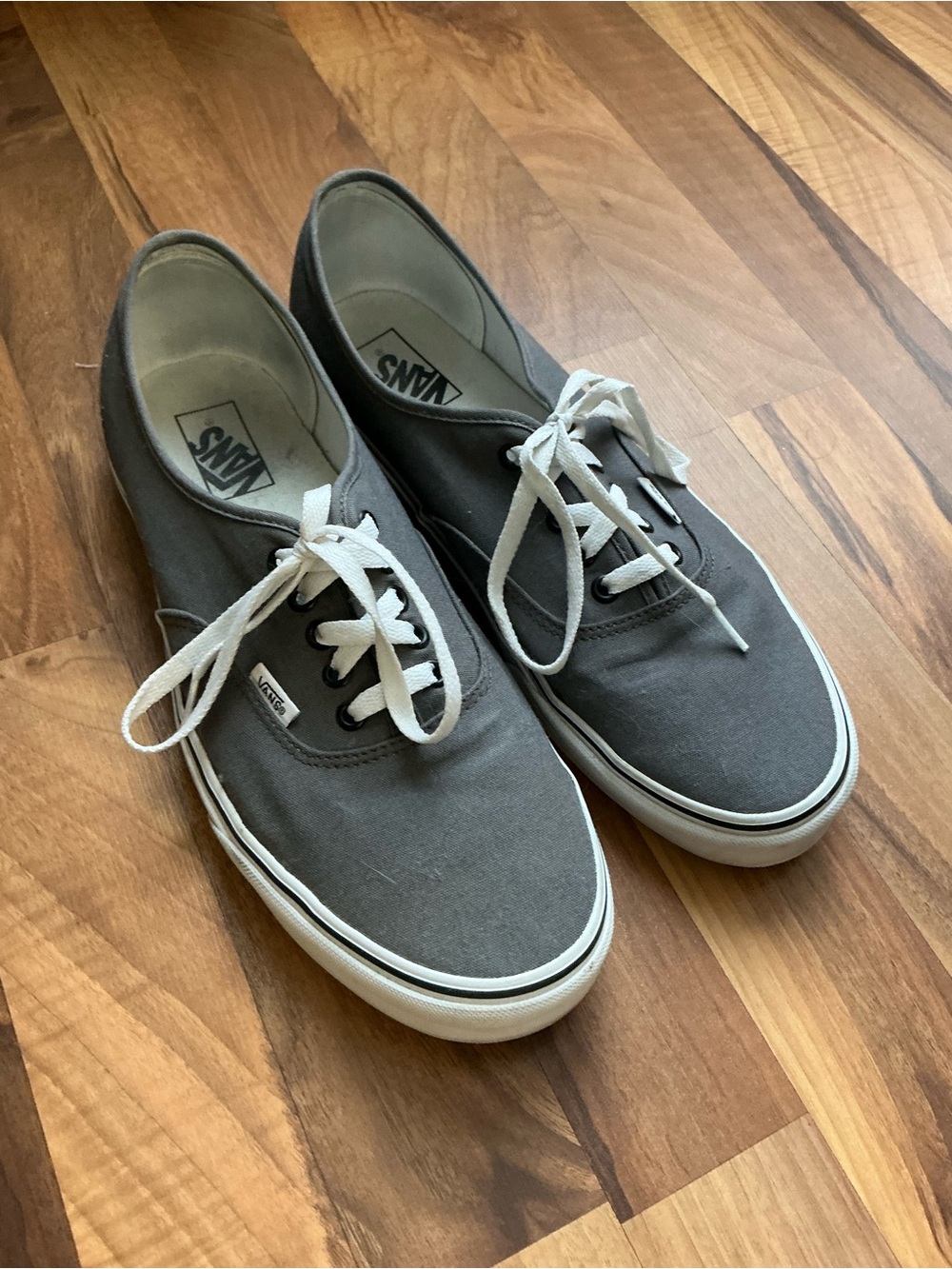 Vans Gray Canvas Low-Top Sneakers with White Laces